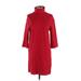 Trafaluc by Zara Casual Dress - Shift Turtleneck 3/4 sleeves: Red Solid Dresses - Women's Size Small