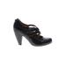 Crown Vintage Heels: Black Solid Shoes - Women's Size 5 1/2 - Round Toe