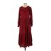 Universal Thread Casual Dress - A-Line Crew Neck 3/4 sleeves: Burgundy Dresses - Women's Size Small