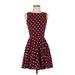 Maison Jules Casual Dress - A-Line Boatneck Sleeveless: Burgundy Hearts Dresses - Women's Size X-Small