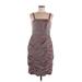 R&M Richards Cocktail Dress - Party Square Sleeveless: Gray Solid Dresses - Women's Size 8