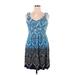 Style&Co Casual Dress - Mini Scoop Neck Sleeveless: Blue Dresses - Women's Size X-Large