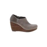 Dr. Scholl's Ankle Boots: Slip On Wedge Bohemian Gray Print Shoes - Women's Size 9 - Round Toe