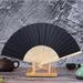 UAEBM Pattern Folding Dance Wedding Party Lace Silk Folding Hand Solid Color Fan Black