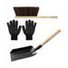 Outoloxit Charcoal Shovel Gloves and Hearth Brush Set Hearth Tidy Set Fireplace Shovel and Brush Metal Brush Pan Set Fireplace Tools Firepit Tools for Fireplace Black