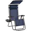 Alden Design 26in Foldable Outdoor Zero Gravity Chair with Sunshade Cupholder/Pillow for Patio Navy Blue