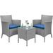 Yaheetech 3-Piece Wicker Furniture Set with Side Table Gray/Dark Blue