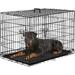 Large Dog Crate Kennel for Medium Large Dogs Metal Dog Cage Double-Door Folding Travel Indoor Outdoor Puppy Playpen with Divider and Handle Plastic Tray (42 Inch Black)