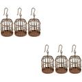 Micro Landscape Birdcage Mini House Iron Decorations for Home Hollow Out Lace 6 Pcs