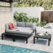 Canddidliike 3-piece Patio Garden Backyard Sofa Outdoor Conversation Set with End Table for Garden Backyard Gray+Black