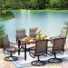 Outdoor Dining Set 7 Piece Outdoor Furniture Set 6 Swivel Dining Chairs and Rectangular Metal Dining Table for Lawn Garden Yards Poolside