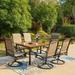 durable 7 Pieces Patio Dining Sets Outdoor Furniture Set Including 1x 64 Rectangle Wood-Like Table Table and 6 Padded Sling Swivel Chairs Metal Dining Set for Backyard Garden Deck