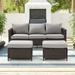 CHYVARY 3-Piece Patio Sofa Set Rattan Outdoor Furniture Set Three-Seat Sofa Ottomans Suiting Backyard Poolside and Patio Light Gray