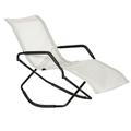 Rocking Sun Lounger Chaise Lounge Rocker for Sunbathing Sun Tanning Foldable Portable Outdoor Patio Chair White