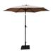 8.8 FT Cantilever Outdoor Patio Umbrella with 42 Pound Square Resin Umbrella Base Aluminum Market Umbrella Push Button Tilt and Crank Lift Taupe