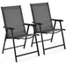 Alden Design 4pcs Folding Texteline Patio Dining Chairs with Backrest/ Armrests for Garden Black