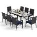 Patio Furniture Set for 8 9 Piece Outdoor Dining Set 8 Rattan Chairs with Removable Cushions and 1 Extendable Rectangle Dining Table for Patio and Garden