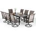 durable VILLA Outdoor Dining Set for 8 Patio Table and Chairs Set with 8 Padded Deep Seating Swivel Dining Chairs & Full Metal Extendable Table Outside Furniture Dining Set for Pool