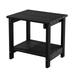 Key West Weather Resistant Outdoor Indoor Plastic Wood End Table Patio Rectangular Side table Small table for Deck Backyards Lawns Poolside and Beaches Black