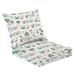 Outdoor Deep Seat Cushion Set 24 x 24 Summer Vacation Theme Seamless Pattern Homes Beach Buildings Palm Deep Seat Back Cushion Fade Resistant Lounge Chair Sofa Cushion Patio Furniture Cushion