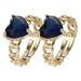 Exquisite And Elegant European And American Trendy Deluxe Copper-Plated Gold Plated Zircon Inlaid Love Heart Ring For Women - Adjustable Open Design 2Pcs