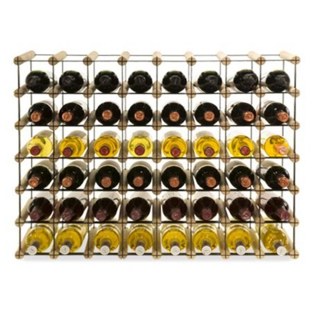 PROREGAL Modulares Weinregal VINOTECA MOD METAL | HxBxT 62,5x82,5x24,5cm | 8x6 Flaschen | Massives Kiefernholz | Natur | Flaschenregal Image