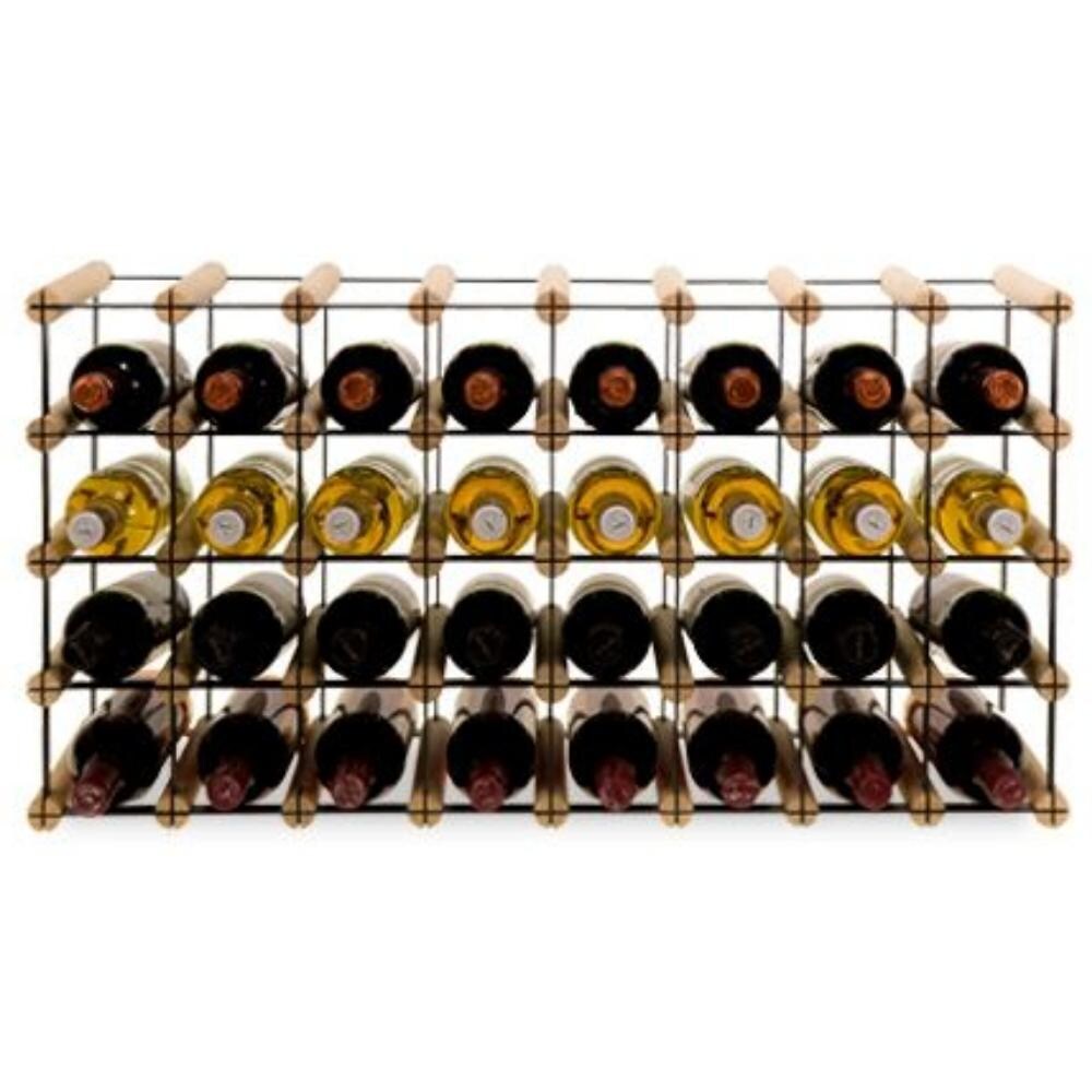 PROREGAL Modulares Weinregal VINOTECA MOD METAL | HxBxT 42,5x82,5x24,5cm | 8x4 Flaschen | Massives Kiefernholz | Natur | Flaschenregal Image