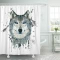 PKNMT Tattoo Watercolor Wolf Graphics Woman Canvas Cartoon Retro Cat Big Wild Bathroom Shower Curtains 60x72 inch