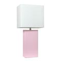 Elegant Designs Modern Leather Table Lamp with White Fabric Shade Blush Pink