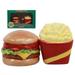 Ebros Big Burger And Golden Fries Salt And Pepper Shakers Set Fun Kitchen Dining Ceramic Magnetic Decor Figurines 4.5 L