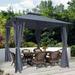 Gzxs 10x10Ft Outdoor Patio Garden Gazebo Tent Outdoor Canopy With Curtains Dark Gray