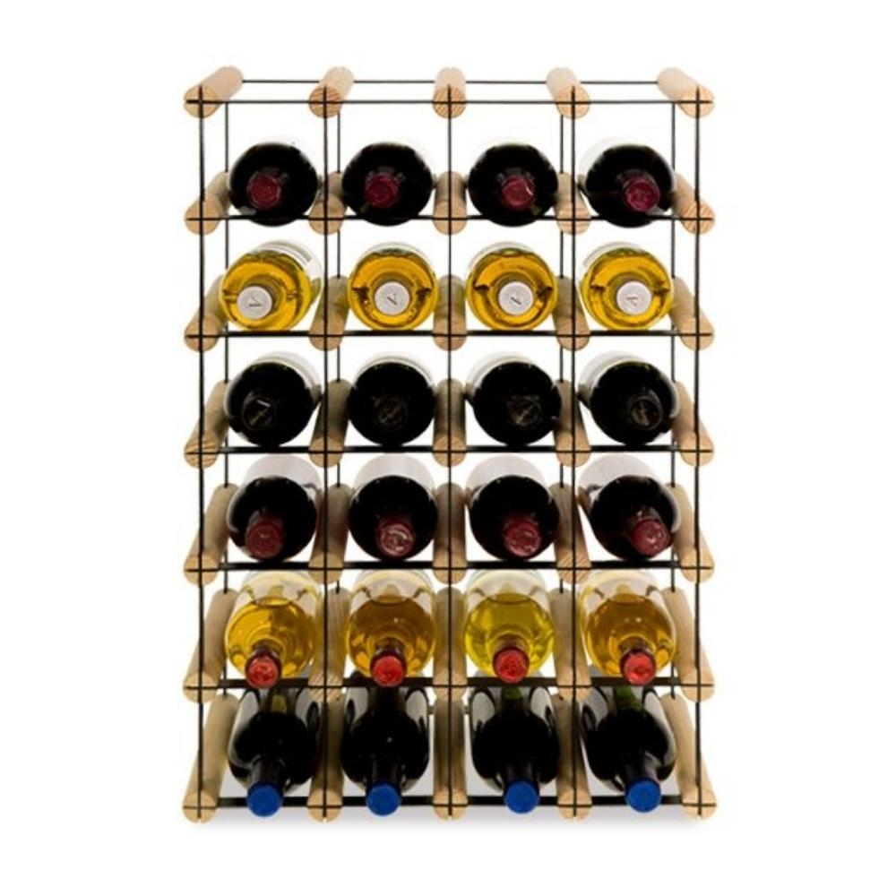 PROREGAL Modulares Weinregal VINOTECA MOD METAL | HxBxT 62,5x42,5x24,5cm | 4x6 Flaschen | Massives Kiefernholz | Natur | Flaschenregal Image