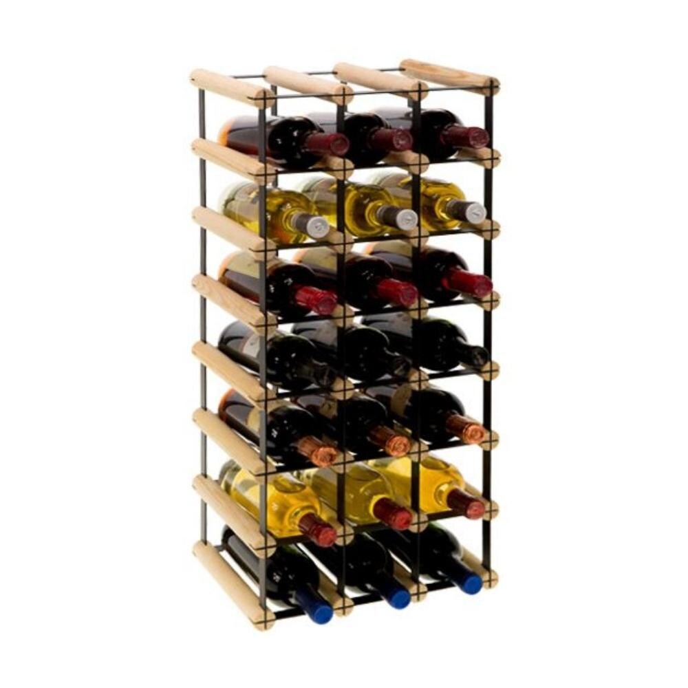 PROREGAL Modulares Weinregal VINOTECA MOD METAL | HxBxT 72,5x32,5x24,5cm | 3x7 Flaschen | Massives Kiefernholz | Natur | Flaschenregal Image