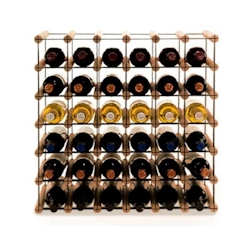 PROREGAL Modulares Weinregal VINOTECA MOD METAL | HxBxT 52,5x62,5x24,5cm | 6x5 Flaschen | Massives Kiefernholz | Braun geölt | Flaschenregal Image