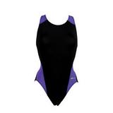 Dolfin Ocean Panel Performance One-Piece Swimsuit in Black/Purple 36 (Women Juniors)