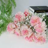 Artificial Silk Flower Carnations Single Flower Head Bouquet and Green Leaf for Funeral Arrangements Wedding Bouquets Cemetery Wreaths