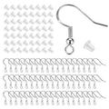 925 Sterling Silver Earring Hooks 200 PCS Hypoallergenic Earring Hooks for Jewelry Making Fish Hook Earrings Making Kit DIY Earring Findings Jewelry Making Supplies with 200 PCS Earring Backs