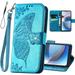 Designed for Motorola One 5G Ace Phone Case Moto G 5G Wallet Case Women Butterfly Embossed PU Leather Kickstand Card Holder Slots Wrist Strap Flip Cover for Motorola Moto One 5G Ace 6.7 (Blue)