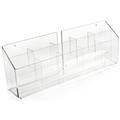 Clear Acrylic Brochure Holder for Countertop or Wall Literature Rack Use - 10 Lucite Pockets - 21-3/4 w x 7-1/4 h