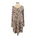 Soma Casual Dress - Shift Scoop Neck Long sleeves: Tan Dresses - Women's Size Small