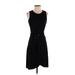 Ann Taylor LOFT Cocktail Dress - A-Line Crew Neck Sleeveless: Black Print Dresses - Women's Size 0