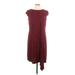 Kathie Lee Casual Dress - Midi: Burgundy Marled Dresses - Women's Size Large