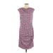 Ann Taylor Casual Dress - Sheath Cowl Neck Sleeveless: Purple Dresses - Women's Size Large