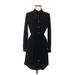 Calvin Klein Casual Dress - A-Line Collared 3/4 sleeves: Black Print Dresses - Women's Size 8