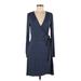 Express Cocktail Dress - Wrap: Blue Stripes Dresses - New - Women's Size Medium