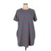 Terra & Sky Casual Dress - Shift: Blue Stripes Dresses - Women's Size 0X