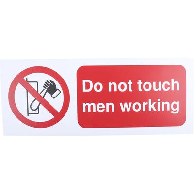 Panneau interdiction, avec pictogramme : Défense de toucher Do Not Touch Men Working ( Prix pour 1 )