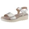 Sandalette ARA "BILBAO", Damen, Gr. 40, grau (platinfarben), Glattleder, metallic, casual, Schuhe, Sommerschuh, Sandale, Keilabsatz, Klett, Weite G (weit)