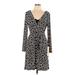 Adrianna Papell Casual Dress - Wrap: Black Damask Dresses - Women's Size 10