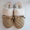 Michael Kors Shoes | Michael Kors Shimmery Gold Fur Bedroom Slippers | Color: Cream/Gold | Size: 8